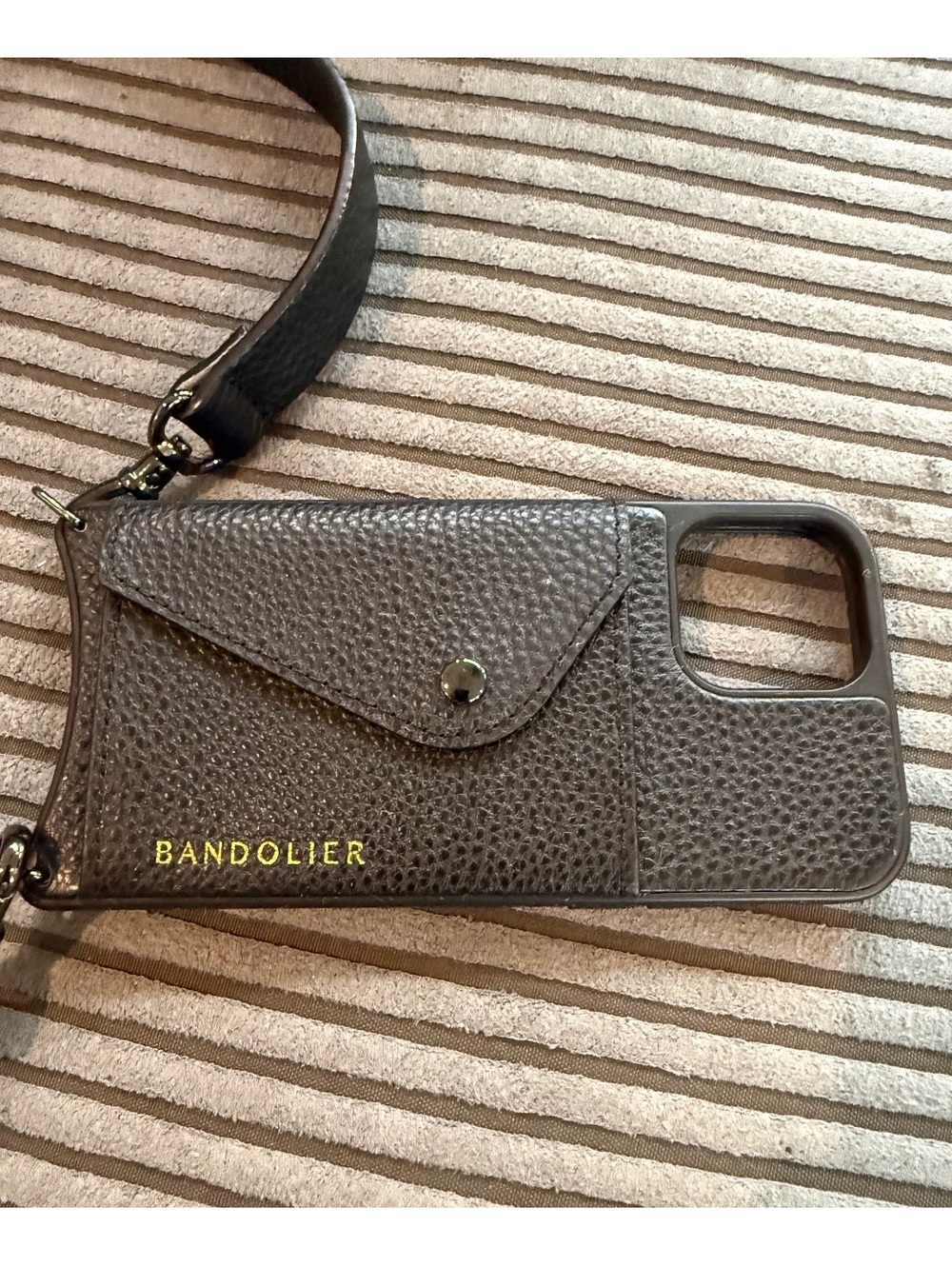 Bandolier Black Leather Crossbody Phone Case with Wallet for iPhone